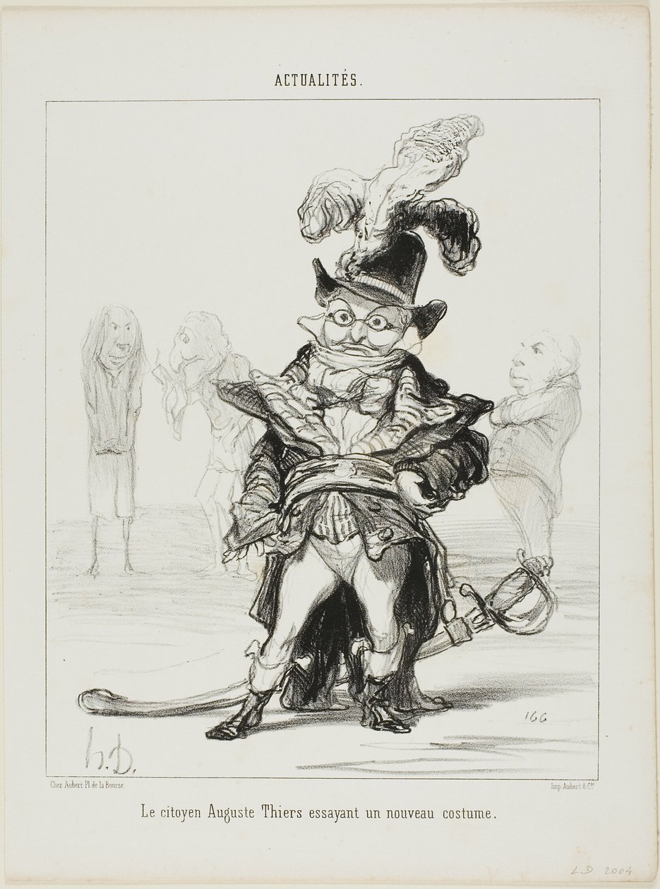 Bürger Thiers probiert ein neues Kostüm an, Platte 114 aus Actualités von Honoré Victorin Daumier