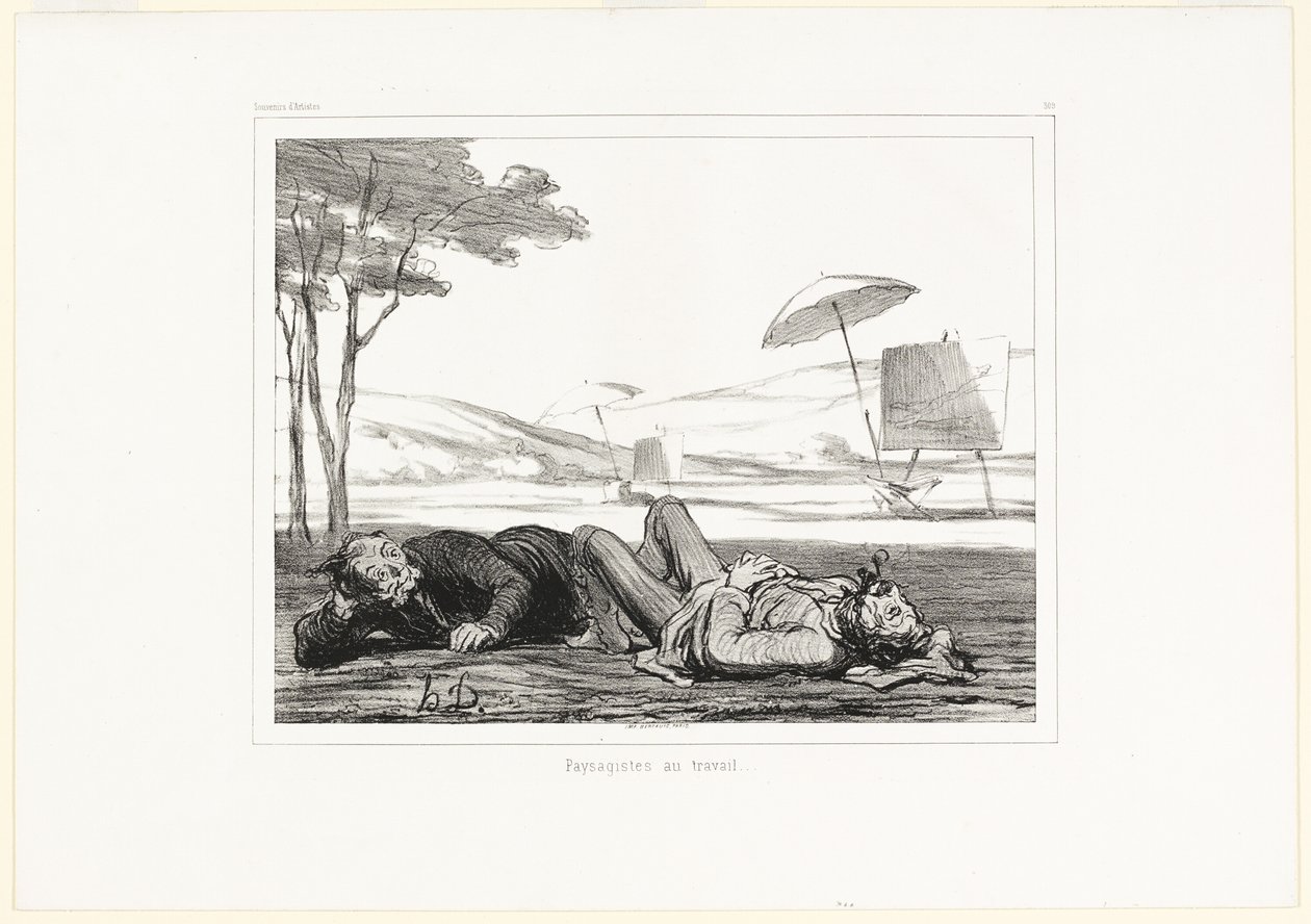 Landschaftsmaler bei der Arbeit, Platte 309 aus Souvenirs d’artistes von Honoré Victorin Daumier
