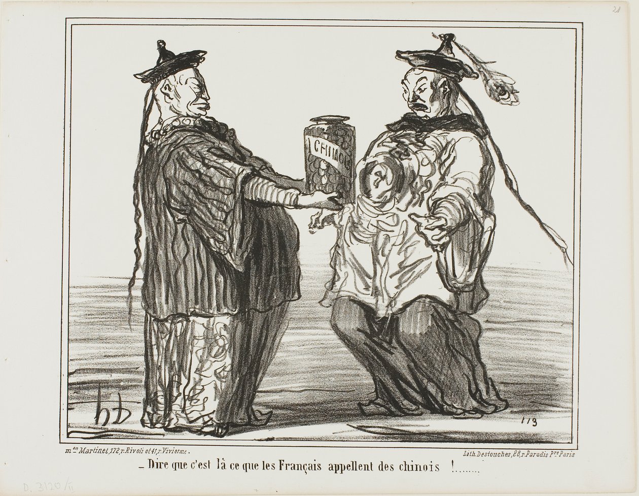 Seltsam... das nennen die Franzosen "Chinois," Tafel 21 aus En Chine von Honoré Victorin Daumier