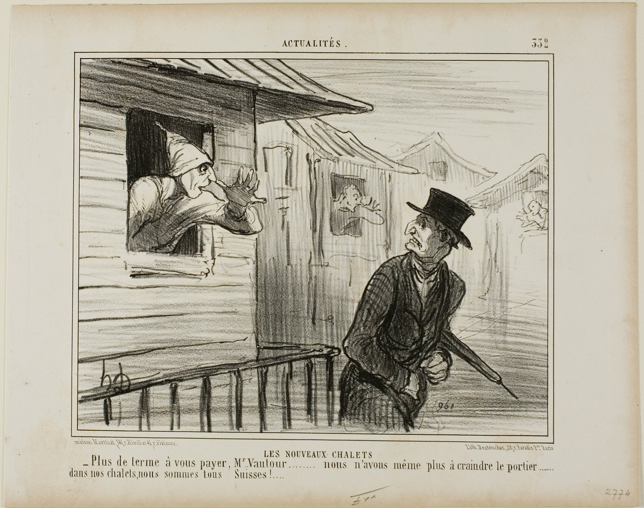 Die neuen Blockhäuser, Platte 332 aus Actualités von Honoré Victorin Daumier