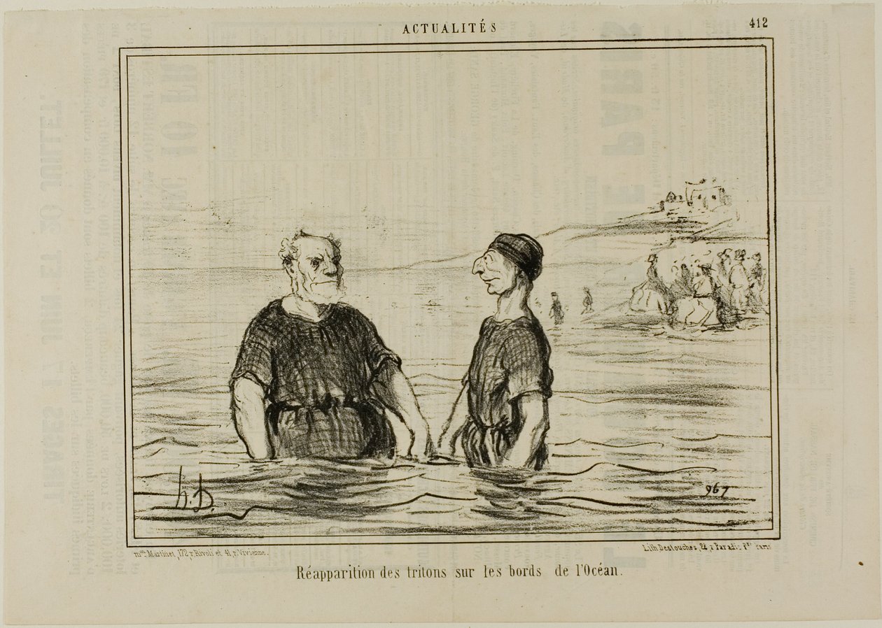 Das Wiederauftauchen der Tritonen des Meeres, Platte 412 aus Actualités von Honoré Victorin Daumier
