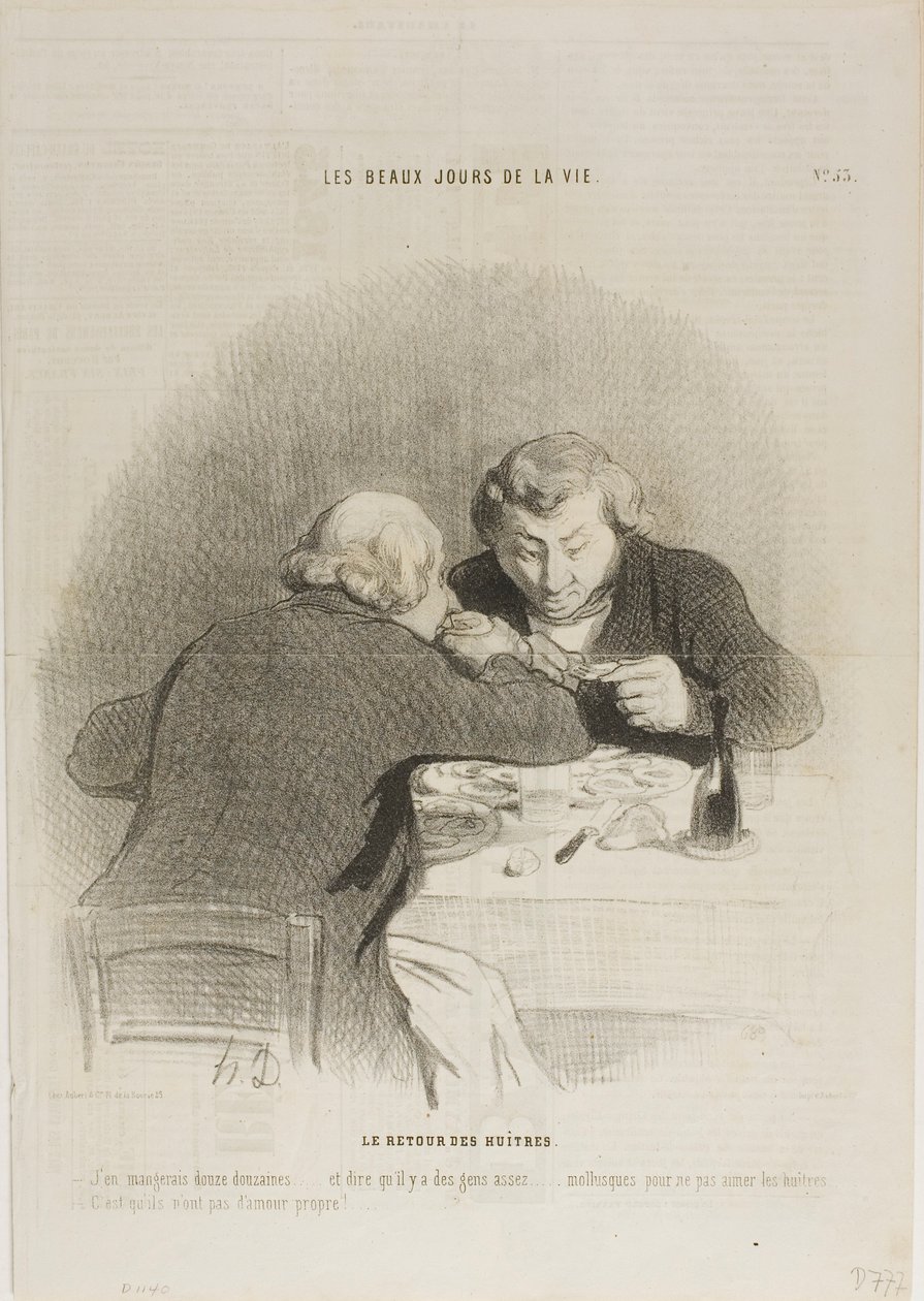 Die Rückkehr der Austernsaison, Platte 53 aus Les Beaux Jours De La Vie von Honoré Victorin Daumier