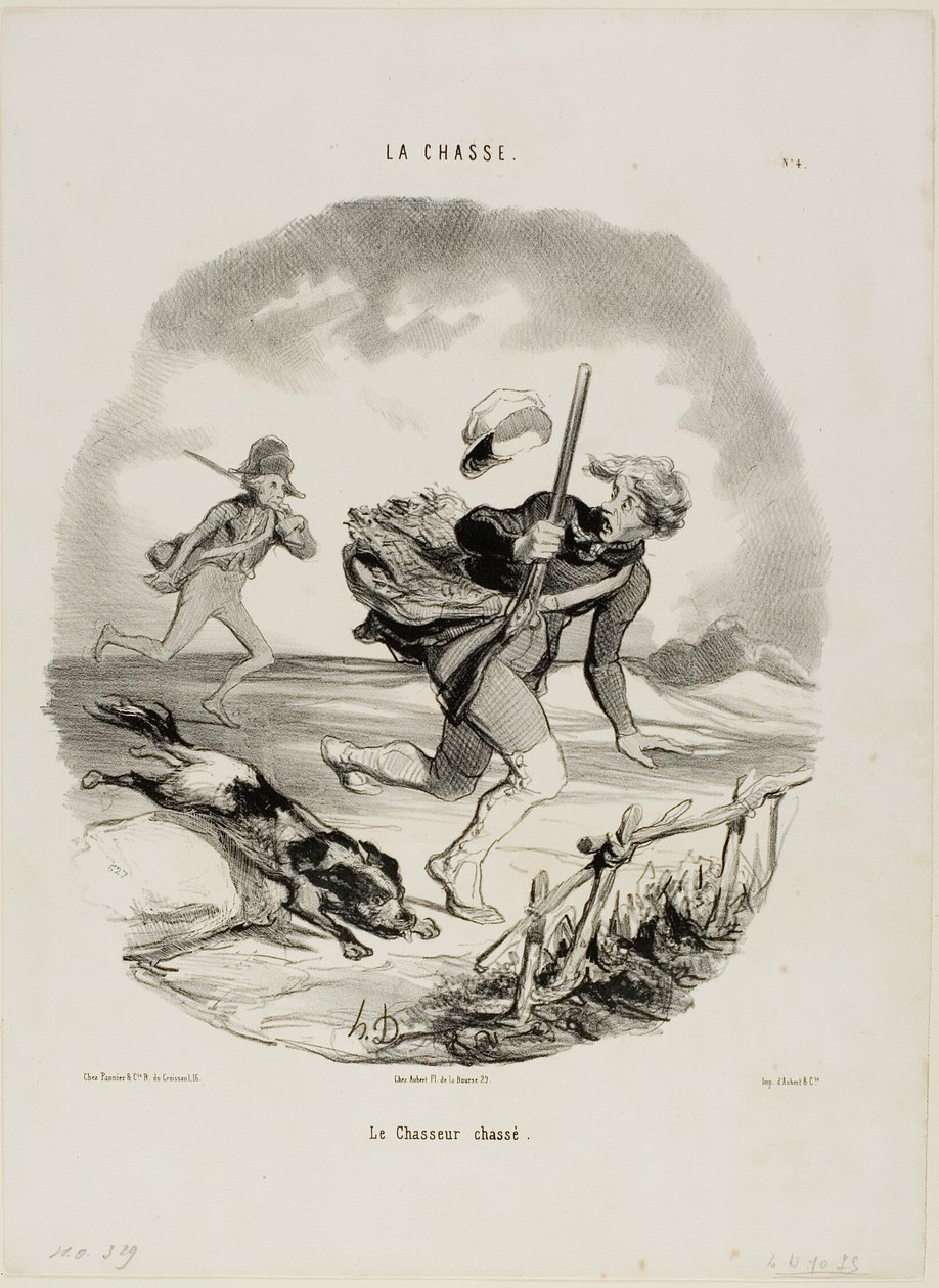 Der gejagte Jäger, Platte 4 aus La Chasse von Honoré Victorin Daumier