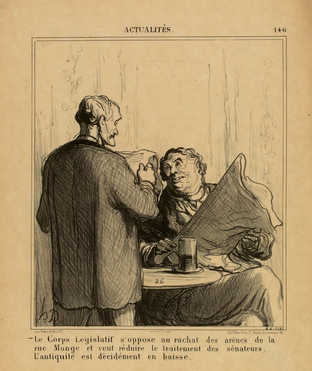 Aktuelles Nr. 146: Die gesetzgebende Körperschaft widersetzt sich dem Ankauf der Arena in der Rue Monge von Honoré Daumier
