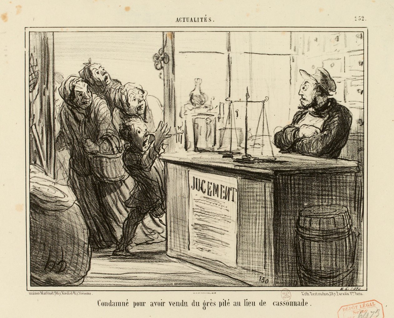 Aktualitäten Nr. 252: Verurteilt, weil er zerstoßenen Sandstein statt Zucker verkauft hat. von Honoré Daumier