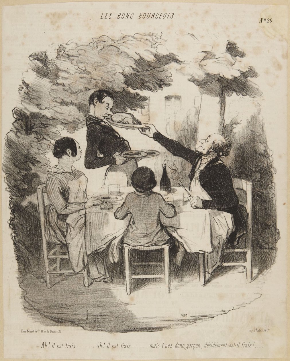 Ah! er ist frisch..., Nummer 26 aus der Serie Les Bons Bourgeois aus Le Charivari von Honoré Daumier