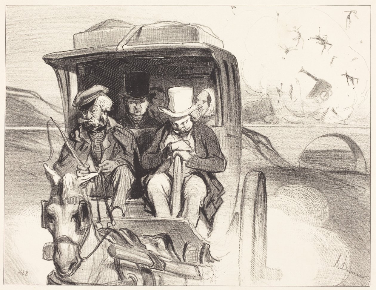 Nun los... zum Teufel, Kutscher... von Honoré Daumier