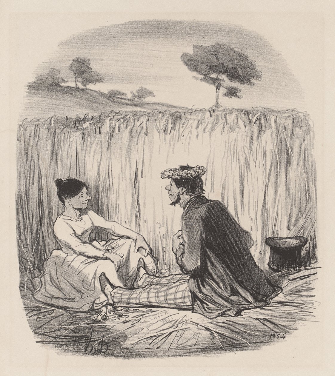 Eine Idylle im Weizenfeld von Honoré Daumier