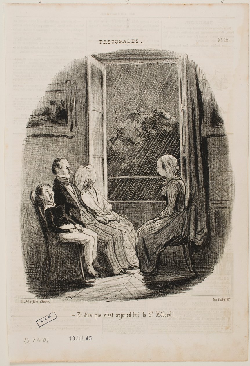 Und zu denken, dass dies der Saint-Médard-Tag ist! von Honoré Daumier