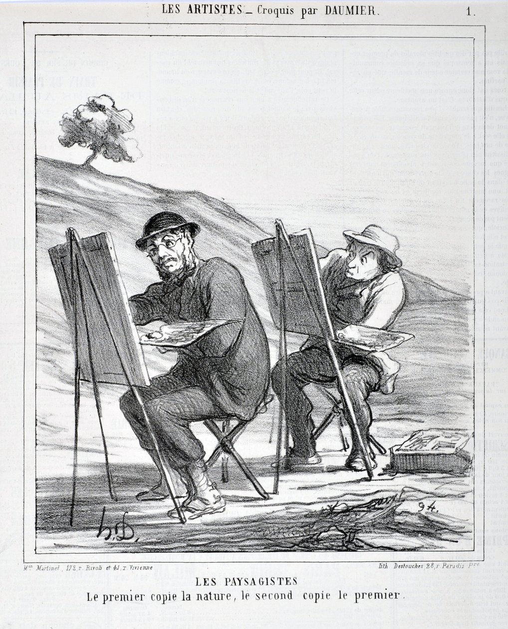 Die Landschaftsmaler. Der erste kopiert die Natur, der zweite kopiert den ersten von Honoré Daumier