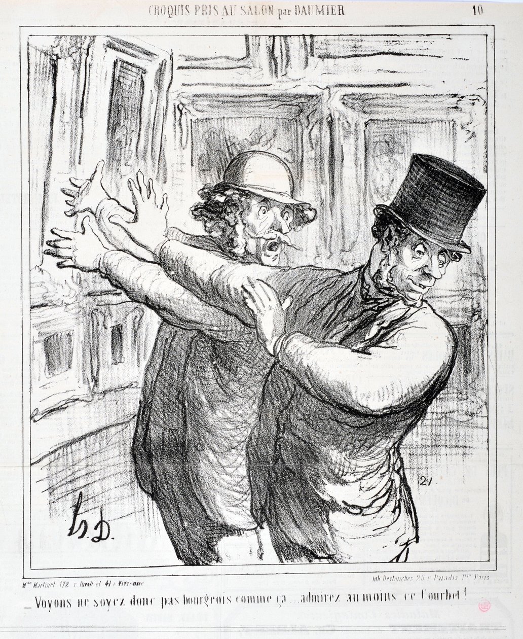 Werk von Honore Daumier (1808-1879). Charivari stammt aus dem Jahr 1865: Serie Skizzen aus dem Salon „-Seien wir nicht so bürgerlich... bewundern Sie zumindest diesen Courbet! „MUSEUM DER SCHÖNEN KÜNSTE - PALAST LONGCHAMP, MARSEILLE von Honoré Daumier