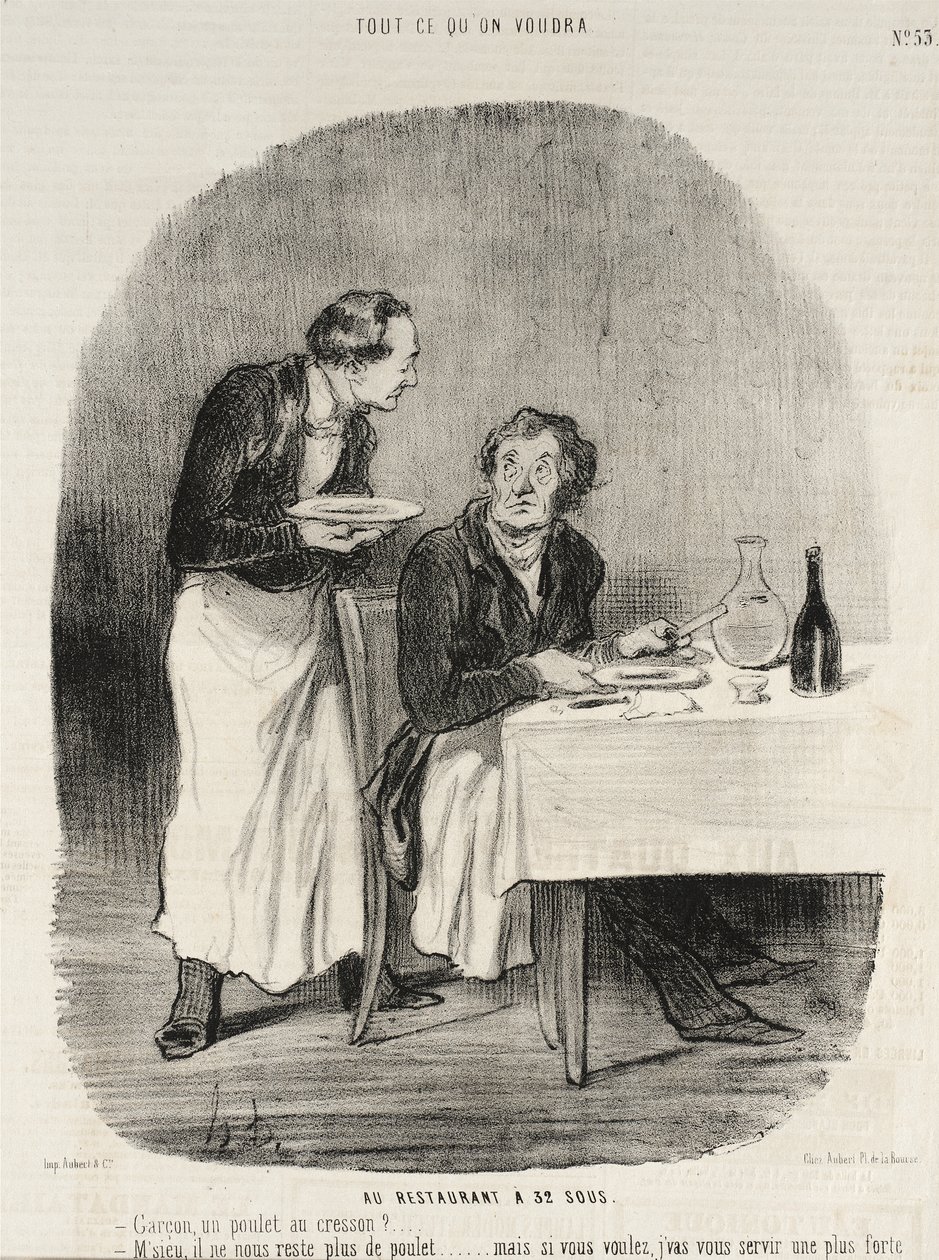 Im Restaurant zu 32 Sous von Honoré Daumier