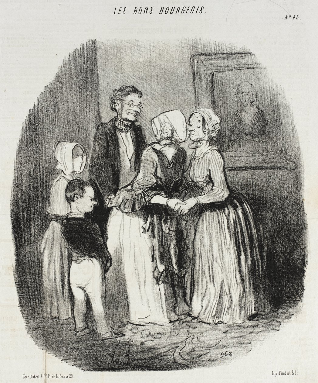 Zum Neujahr, obligatorischer Besuch bei Tante Rabourdin von Honoré Daumier