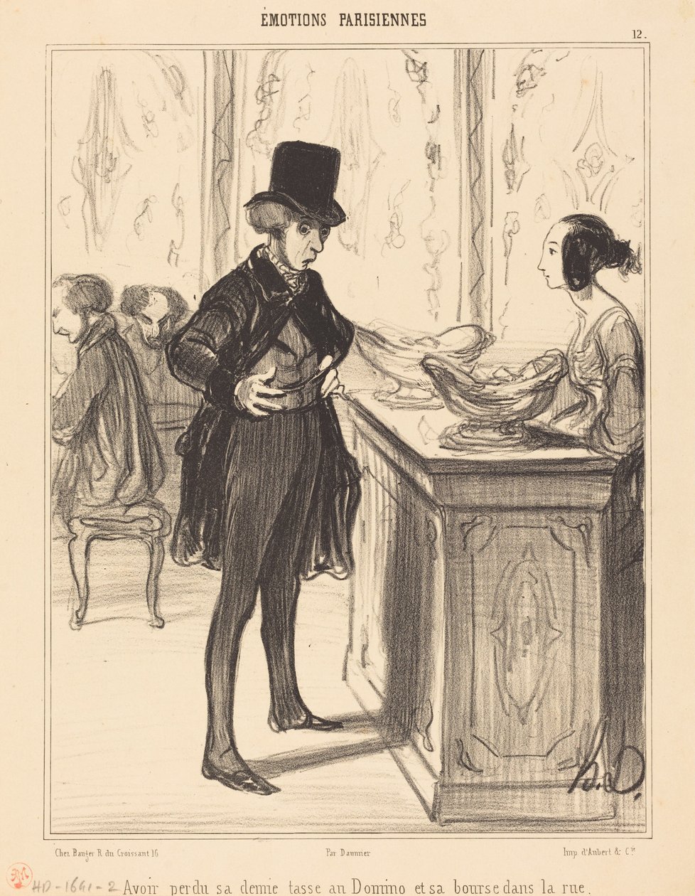 Den halben Becher beim Domino und die Börse auf der Straße verloren von Honoré Daumier