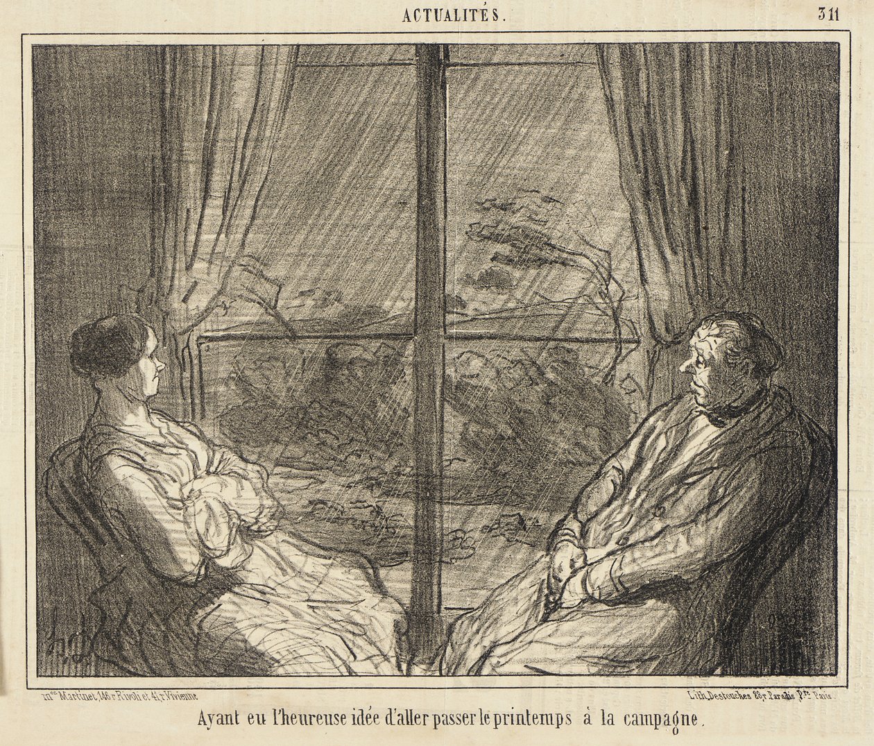 Mit der glücklichen Idee, den Frühling auf dem Land zu verbringen von Honoré Daumier