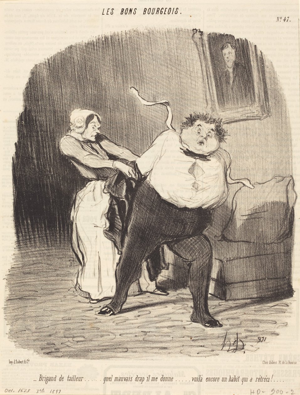Dieser Schurke von einem Schneider... schon wieder ein Anzug... eingelaufen! von Honoré Daumier