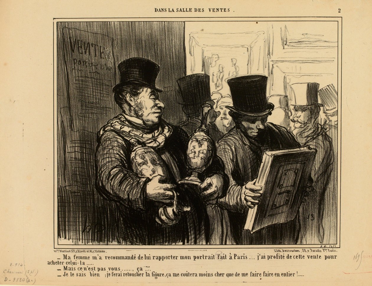Im Auktionssaal Nr. 2: Meine Frau hat mir aufgetragen, ihr mein Porträt mitzubringen... von Honoré Daumier