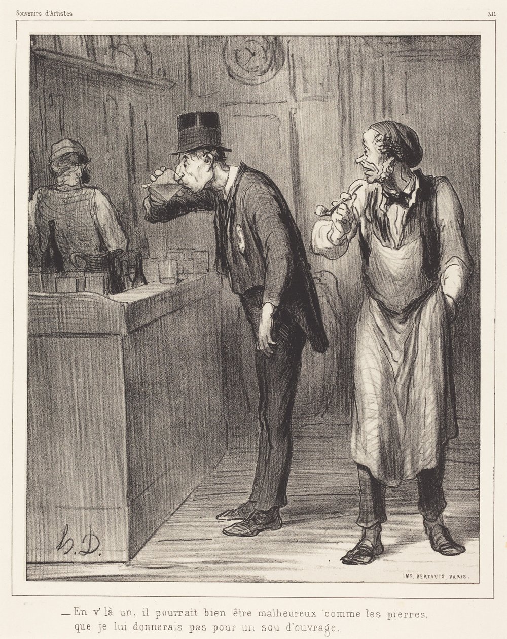 Da ist einer, er könnte wohl unglücklich sein... von Honoré Daumier