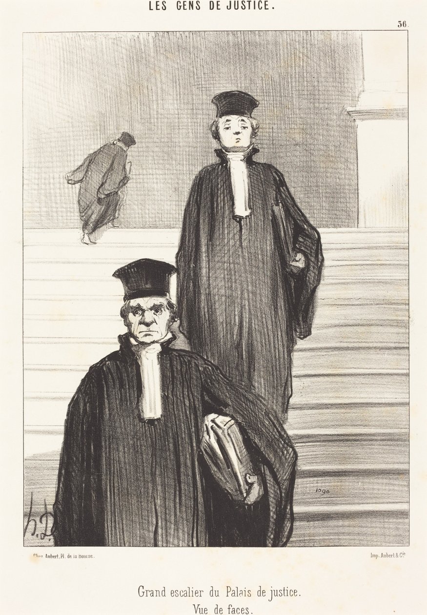 Große Treppe des Justizpalastes. Vorderansicht von Honoré Daumier