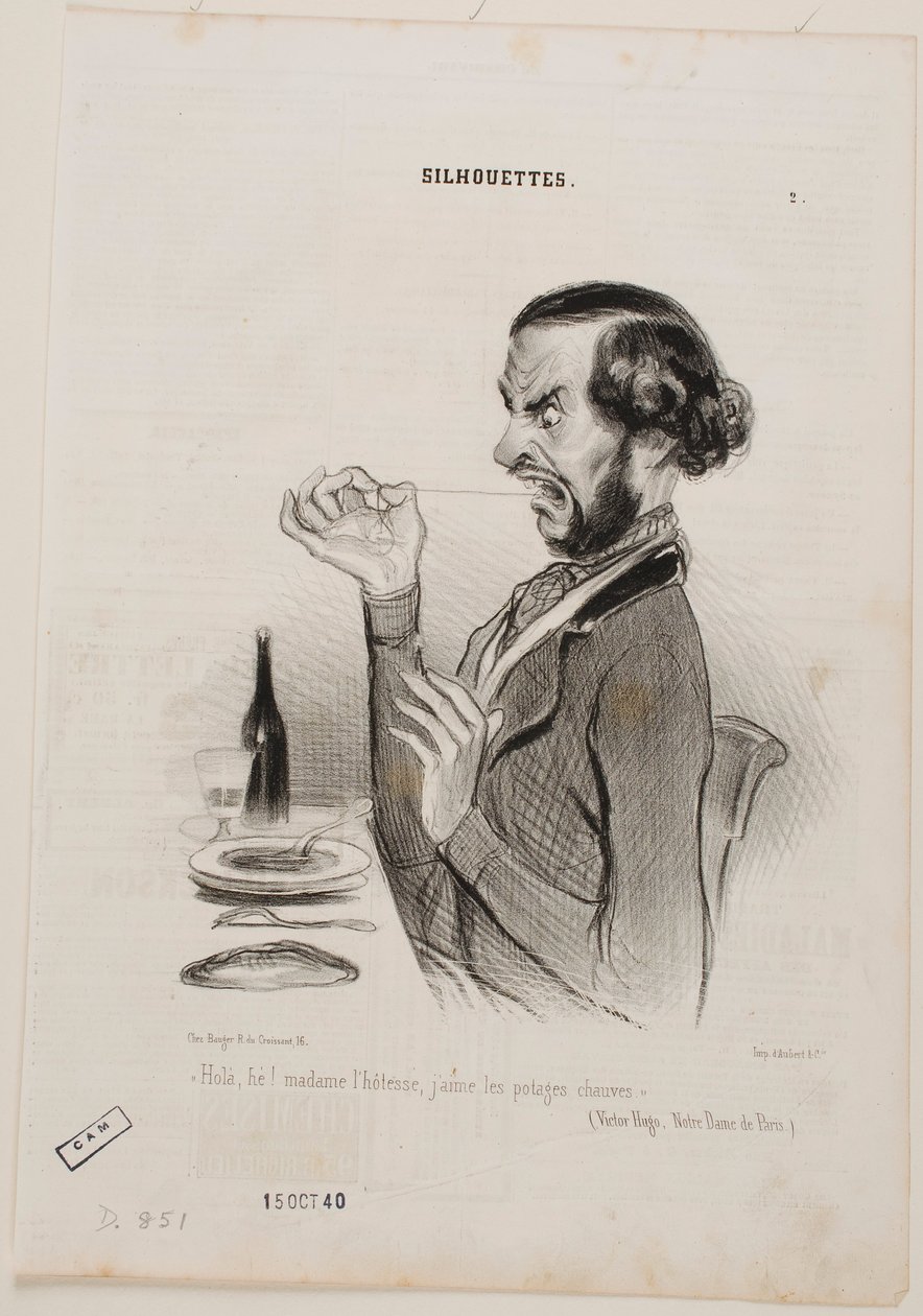 Hey! Kellnerin, ich bevorzuge meine Suppe kahl! von Honoré Daumier
