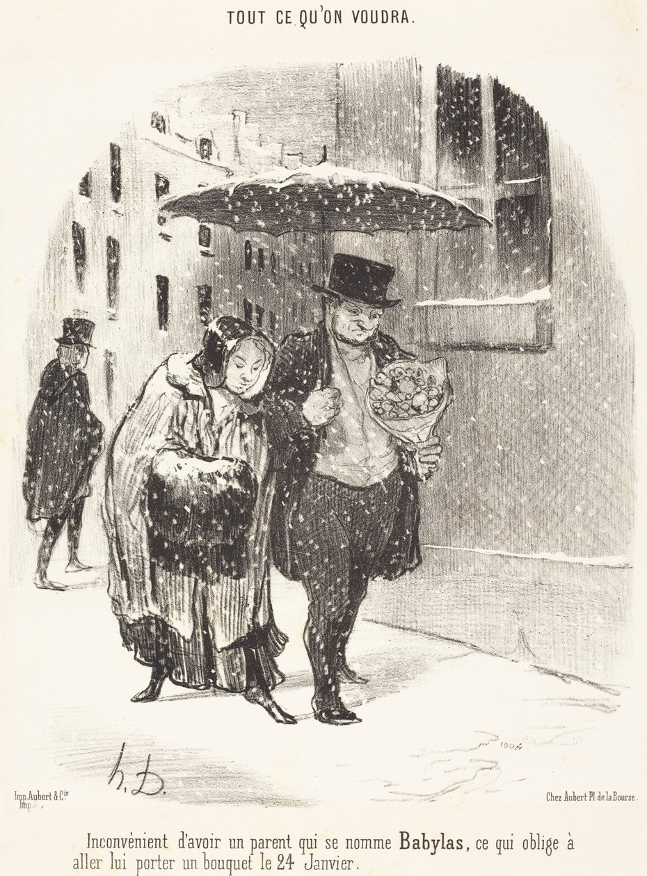 Unannehmlichkeit, einen Verwandten zu haben, der Babylas heißt... von Honoré Daumier