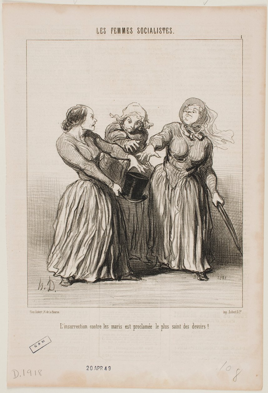 Aufstand gegen Ehemänner wird als erste und heiligste Pflicht im Leben verkündet! von Honoré Daumier