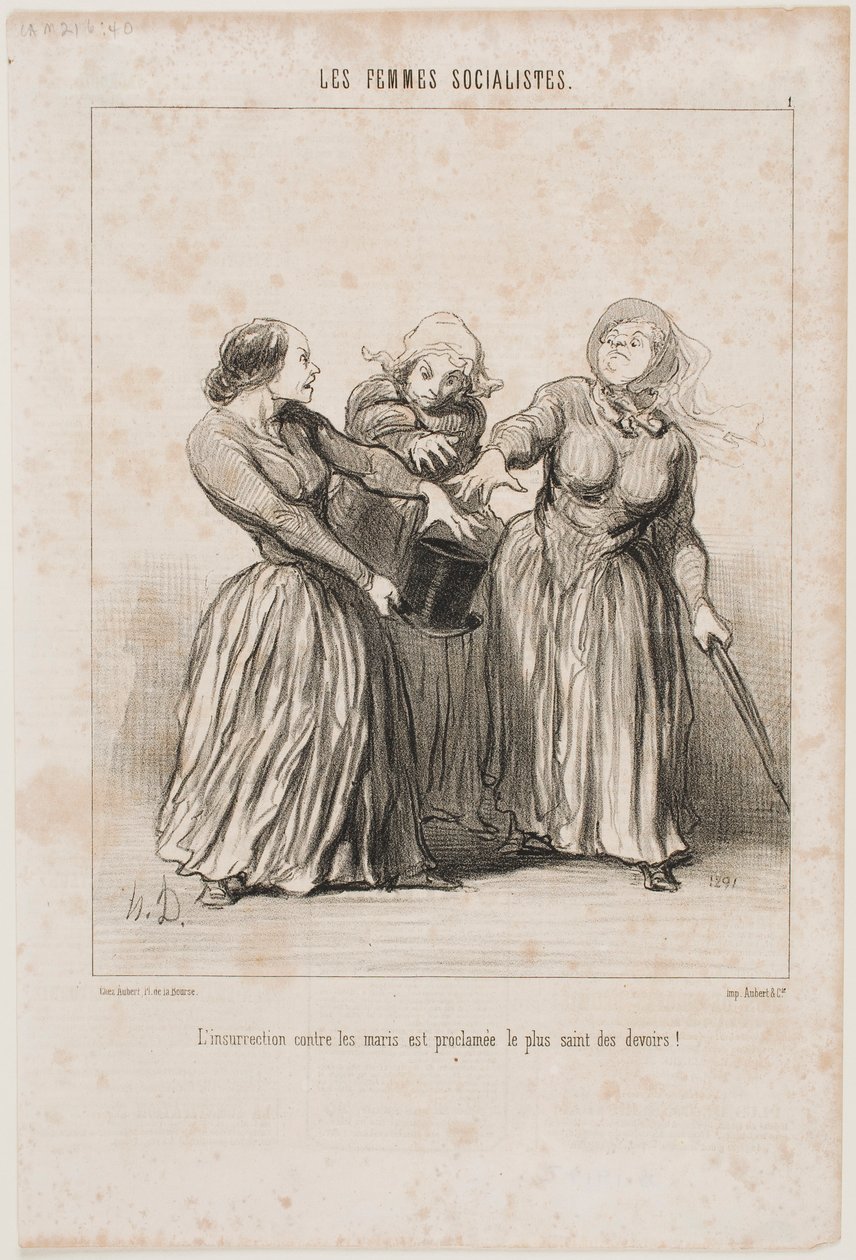 Aufstand gegen Ehemänner wird als erste und heiligste Pflicht im Leben verkündet! von Honoré Daumier