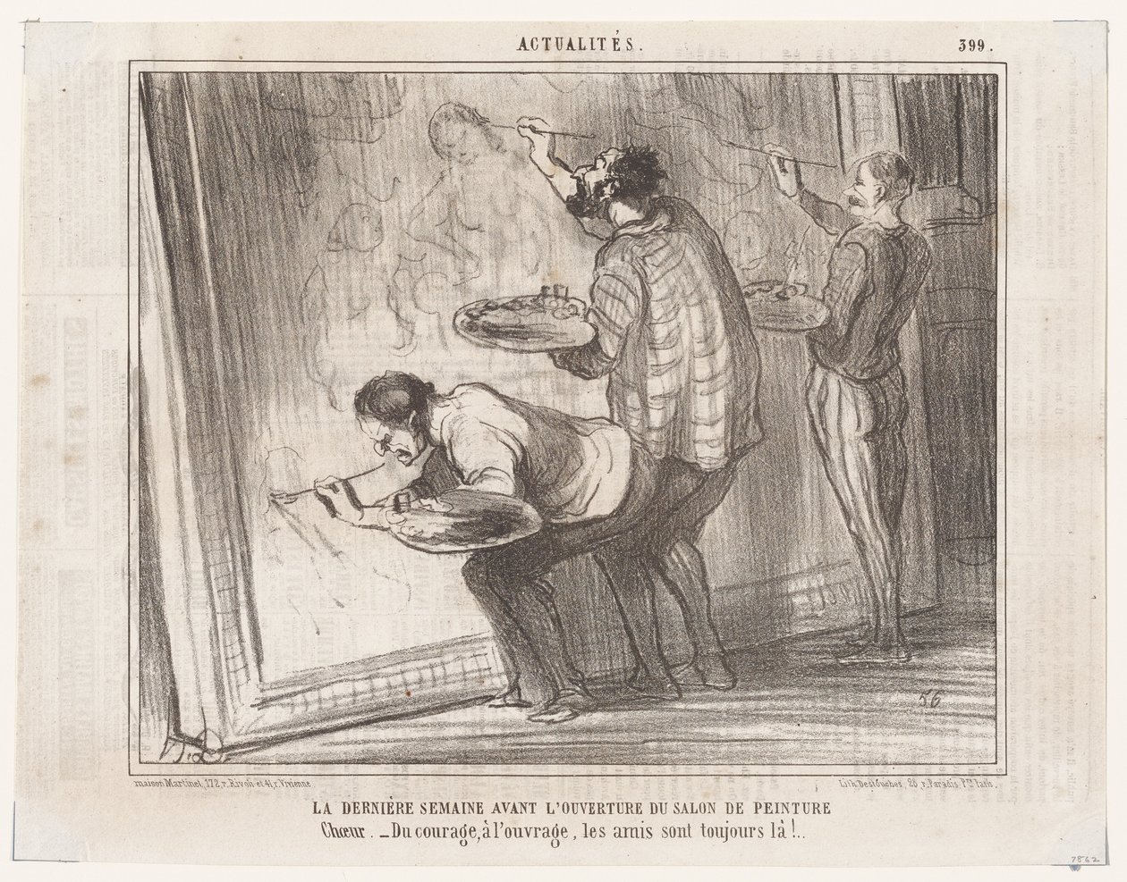 Die letzte Woche vor der Eröffnung des Gemäldesalons... (Aktuelles), aus Le Charivari von Honoré Daumier
