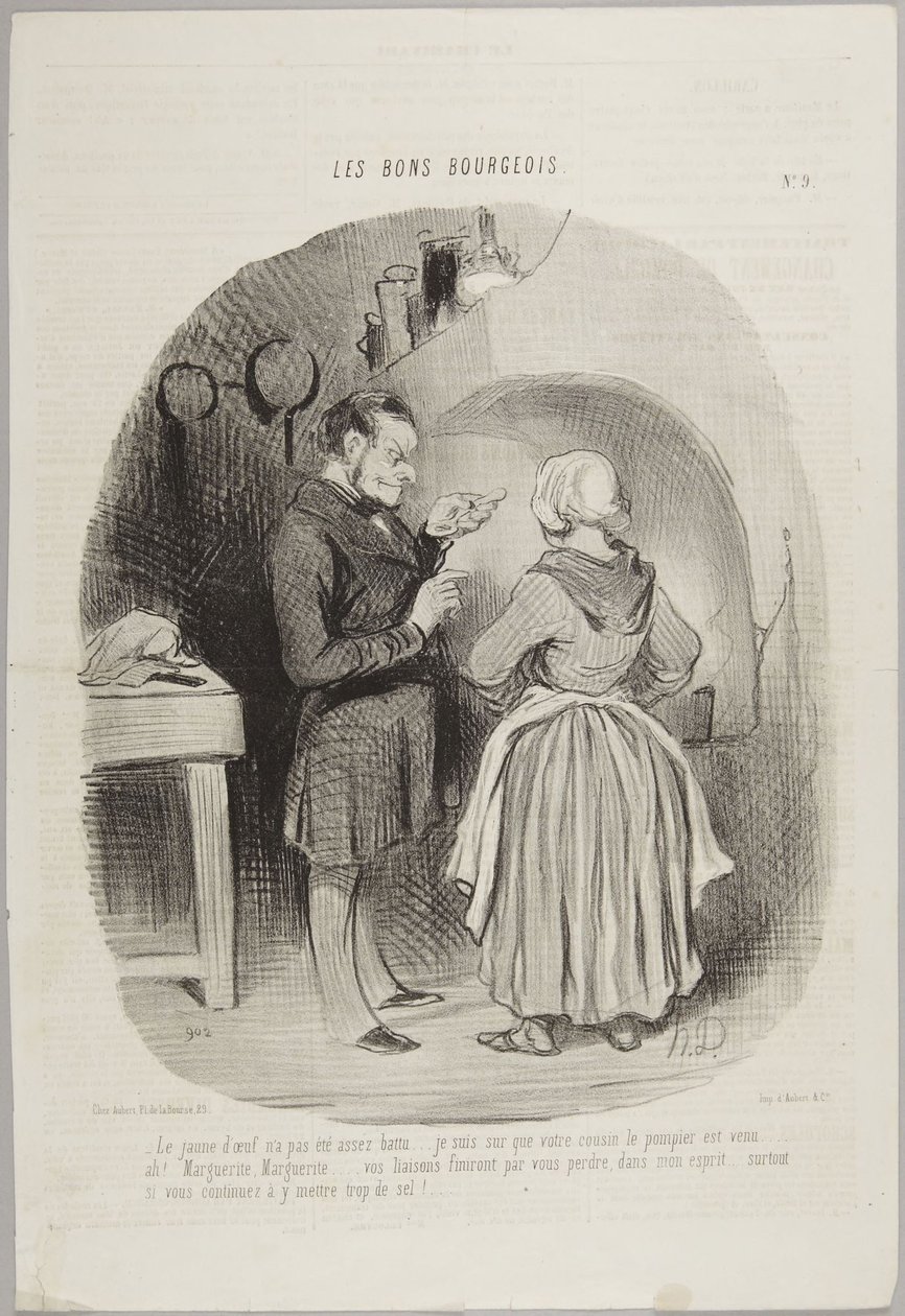 Das Eigelb wurde nicht ausreichend geschlagen..., Nummer 9 aus der Serie Les Bons Bourgeois aus Le Charivari von Honoré Daumier