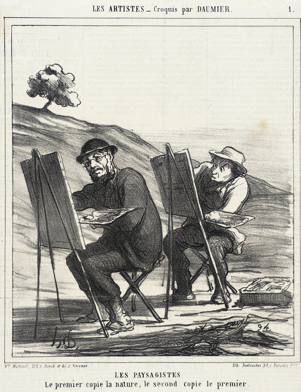 Die Landschaftsmaler. Der erste kopiert die Natur... von Honoré Daumier
