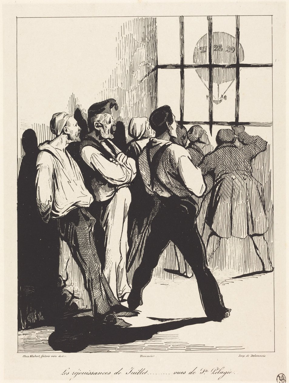 Die Julifeierlichkeiten... von Sainte-Pélagie aus gesehen von Honoré Daumier