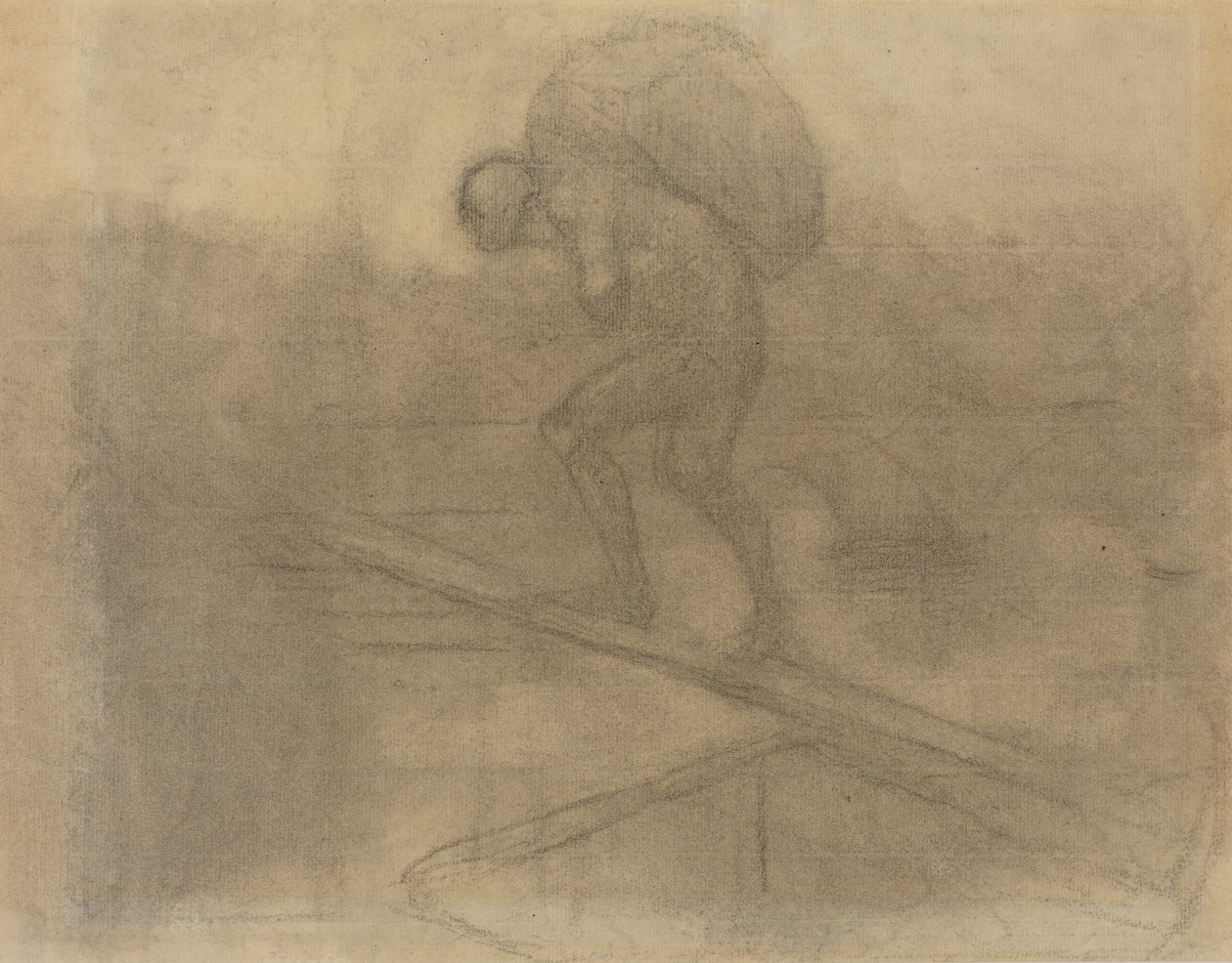 Mann, der einen Sack trägt von Honoré Daumier