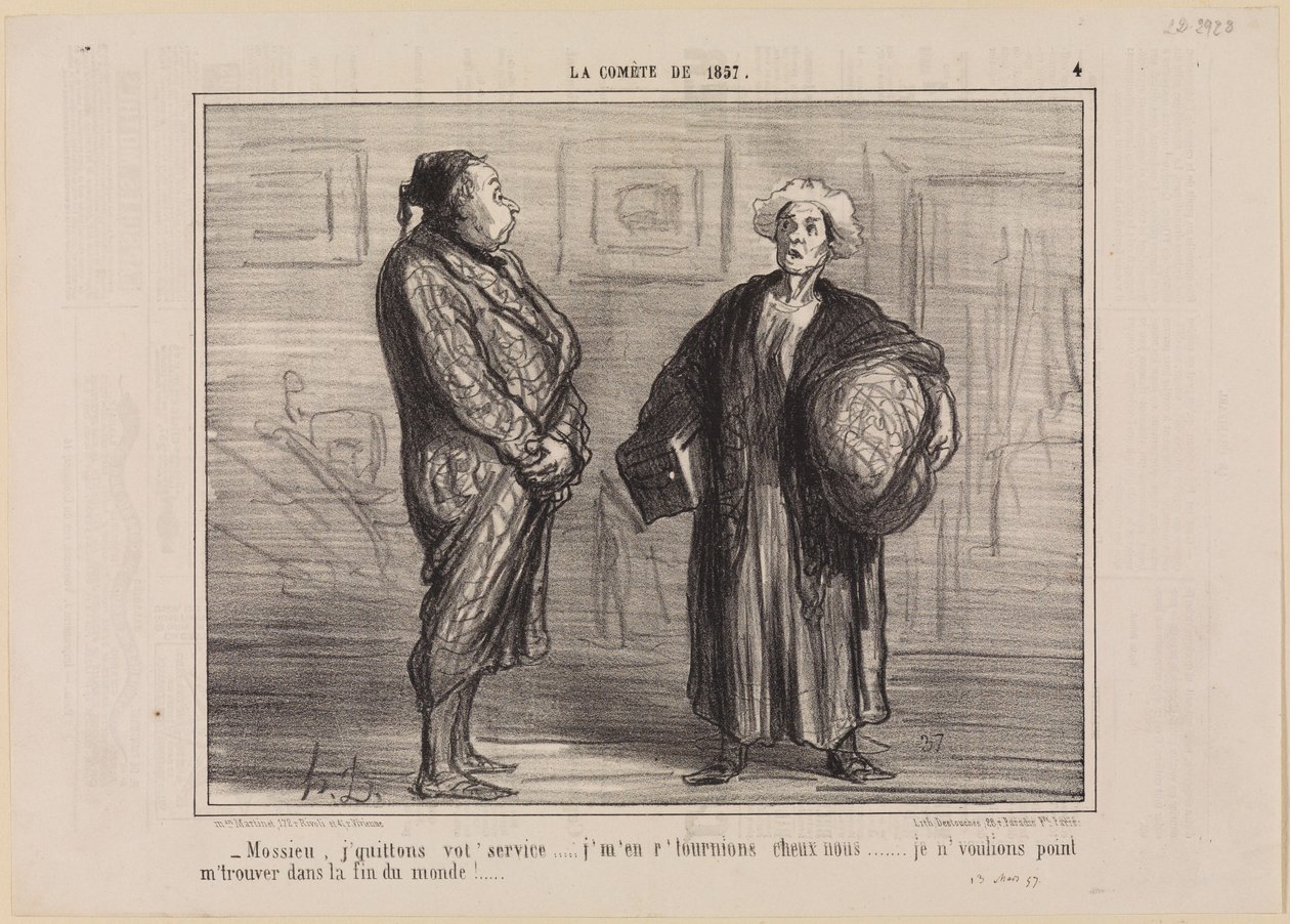 Moissieu, ich verlasse Ihren Dienst... (Der Komet von 1857, Blatt 4) von Honoré Daumier