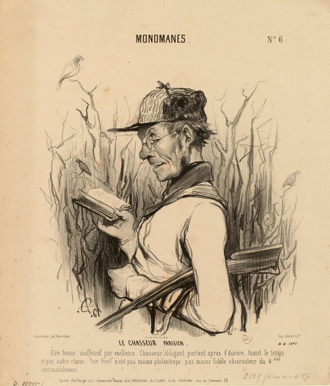 Monomanen Nr. 6: Der Pariser Jäger. Ein durch und durch gutmütiges, harmloses Wesen... von Honoré Daumier
