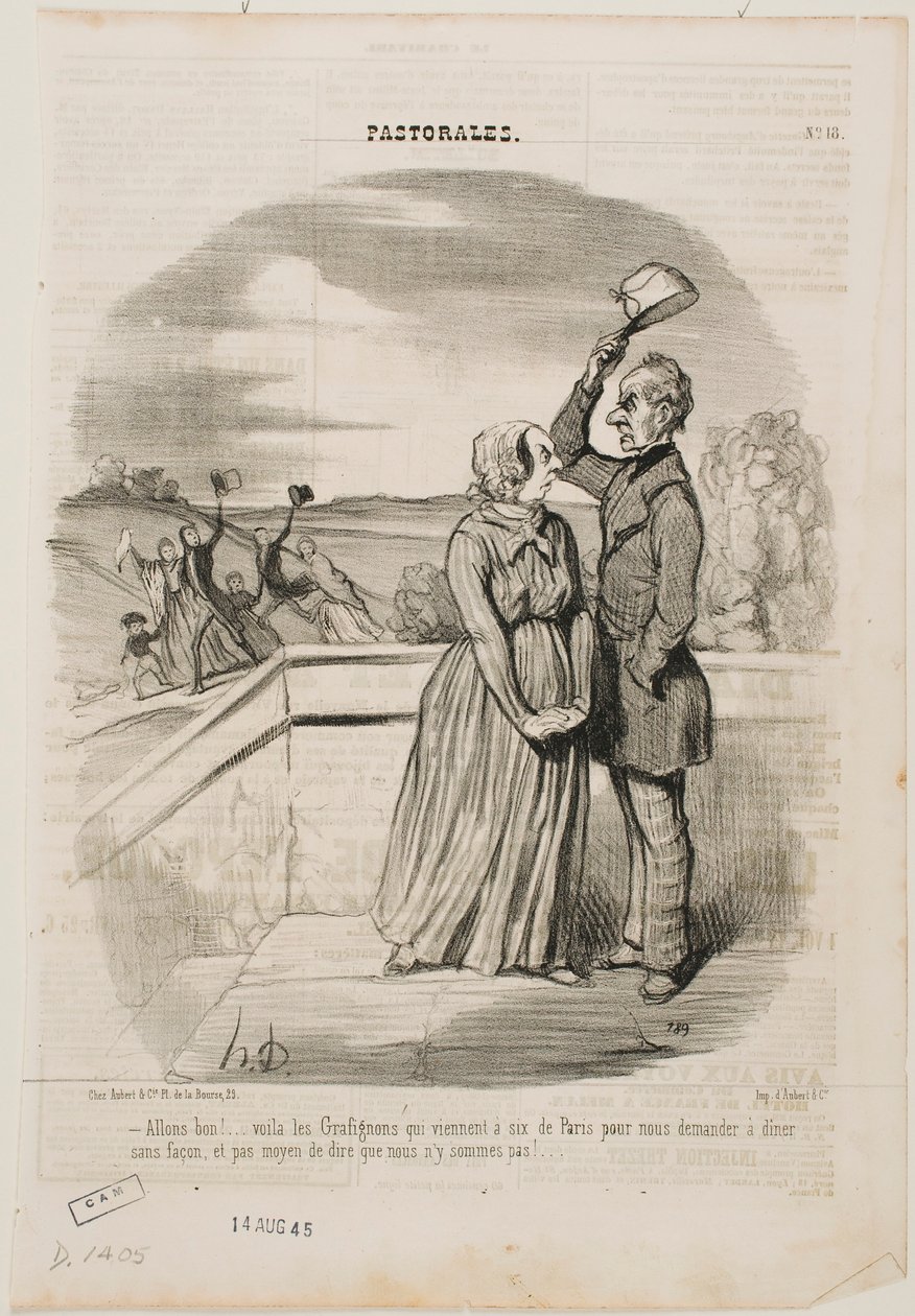 Oh nein, seht nur, die Grafignons sind gerade aus Paris angekommen, alle sechs, … von Honoré Daumier