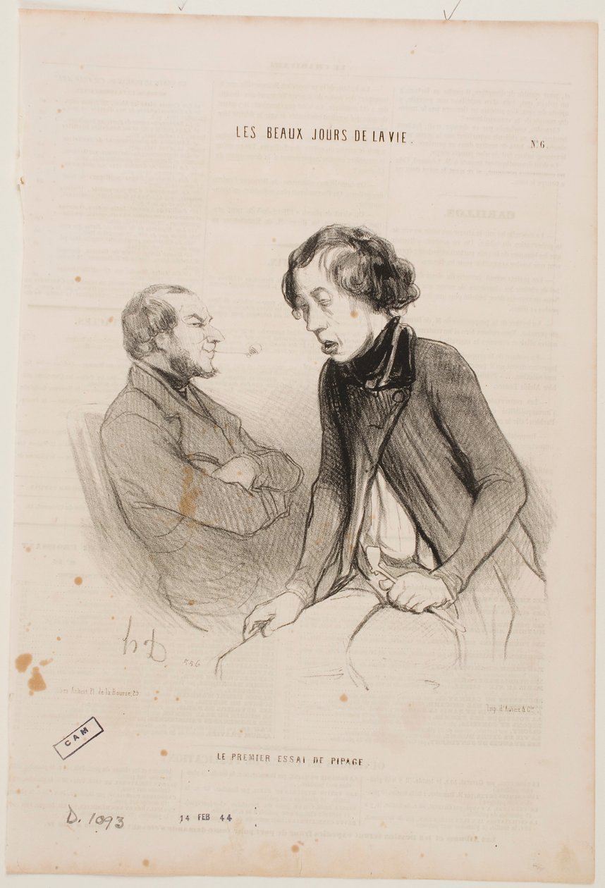 Der erste Versuch, Pfeife zu rauchen von Honoré Daumier