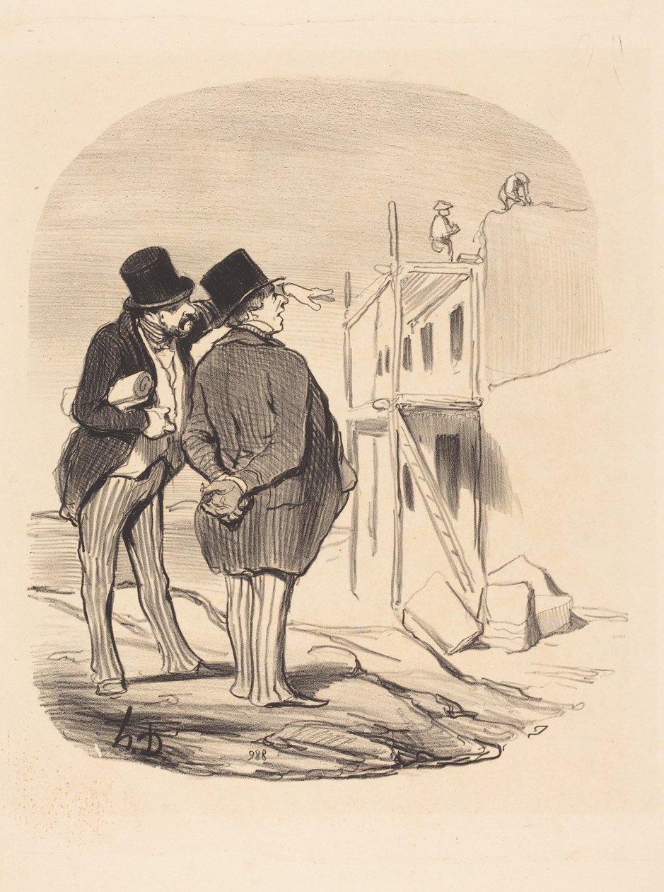Zwei Männer inmitten von Ruinen von Honoré Daumier