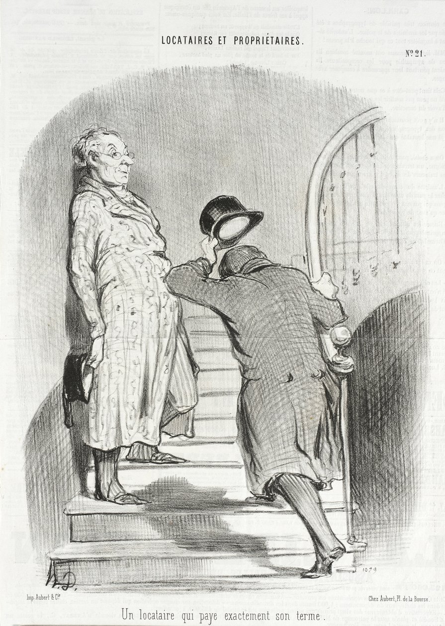 Ein Mieter, der seine Miete pünktlich bezahlt von Honoré Daumier