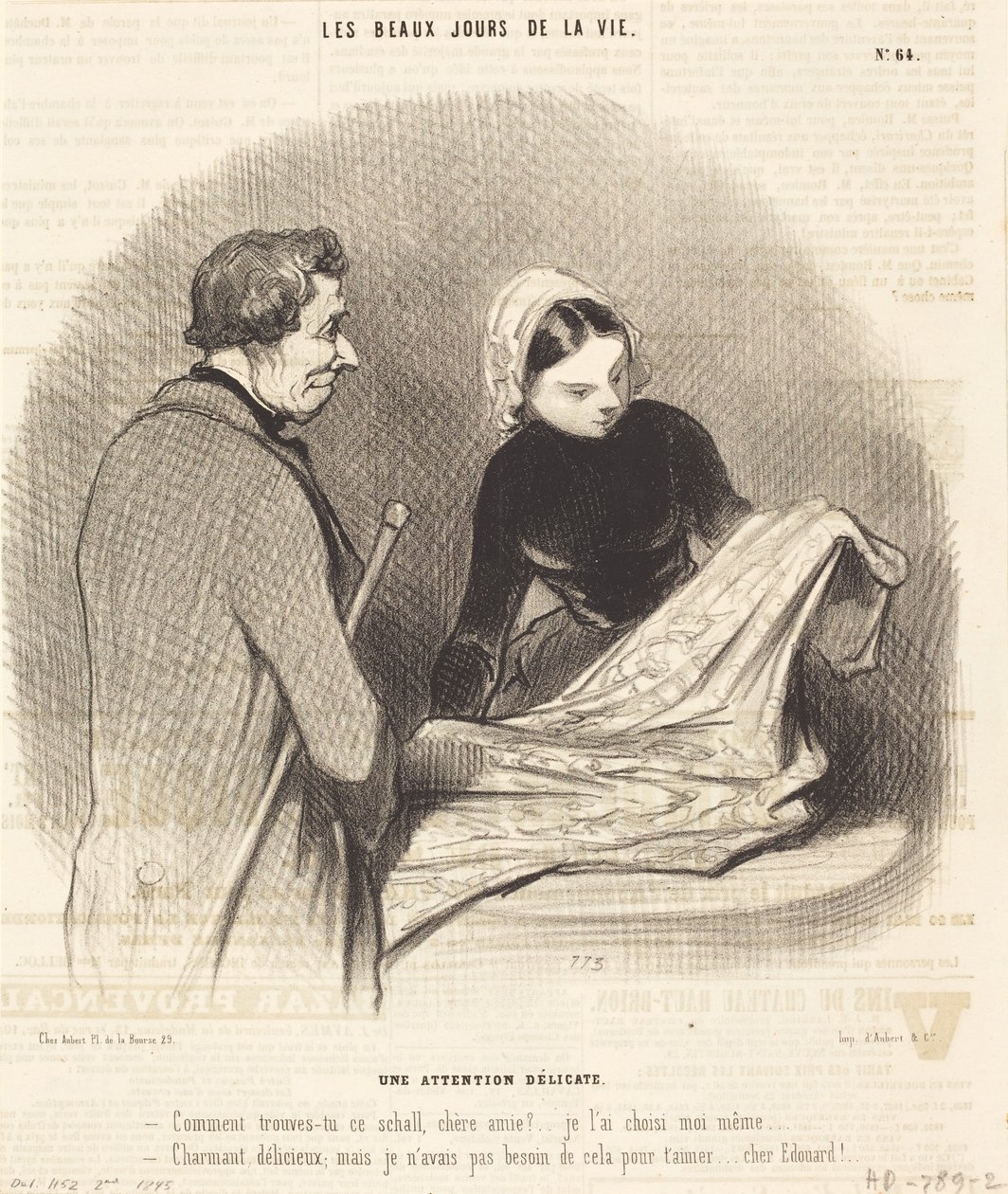 Eine zarte Aufmerksamkeit von Honoré Daumier