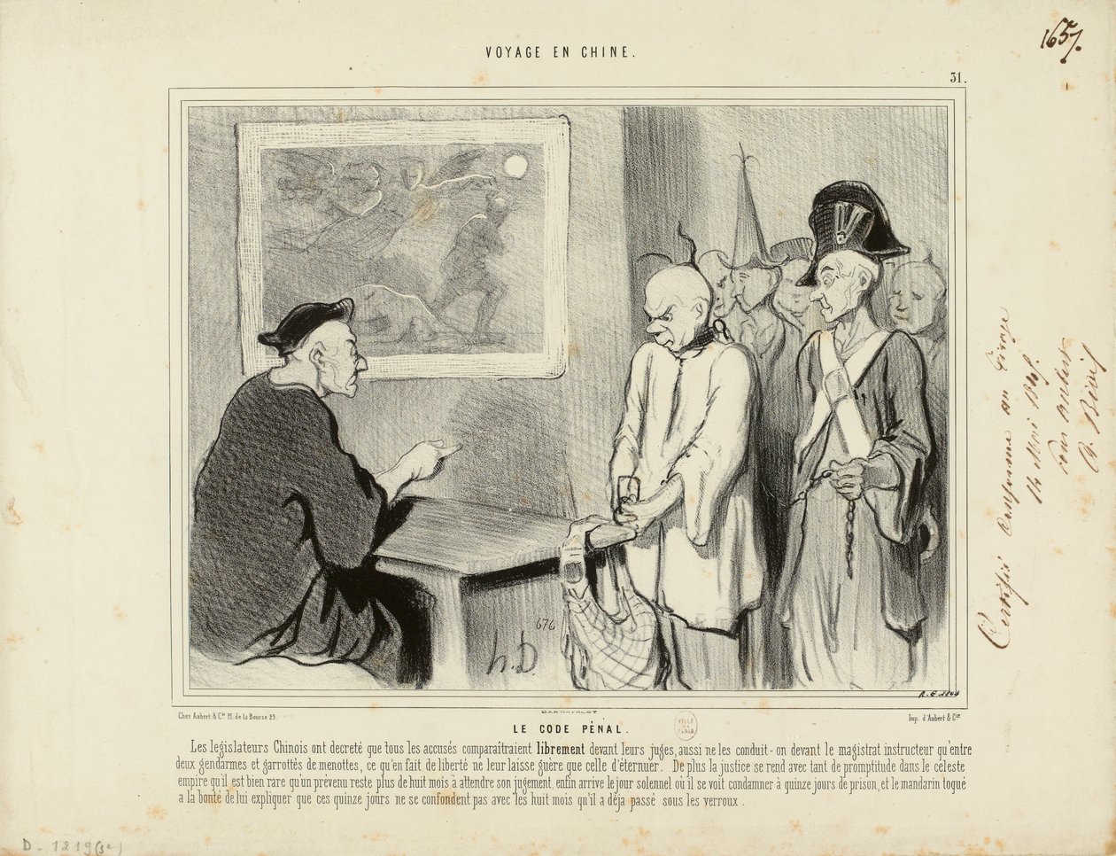 Reise nach China Nr. 31: Das Strafgesetzbuch. Die chinesischen Gesetzgeber haben beschlossen, dass alle Angeklagten... von Honoré Daumier