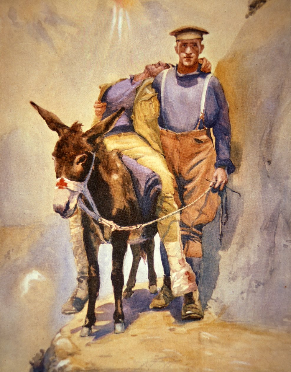 John Simpson Kirkpatrick von der 3. Australischen Feldambulanz, der mit seinem Esel verwundete Soldaten in Gallipoli 1915 rettete von Horace Moore Jones