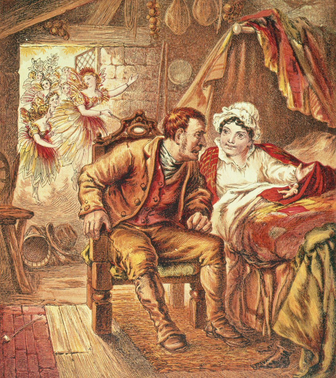 Die Geburt von Tom Thumb, Illustration aus Our Nurses Picture Book, graviert von Kronheim & Co., 1869 von Horace Petherick