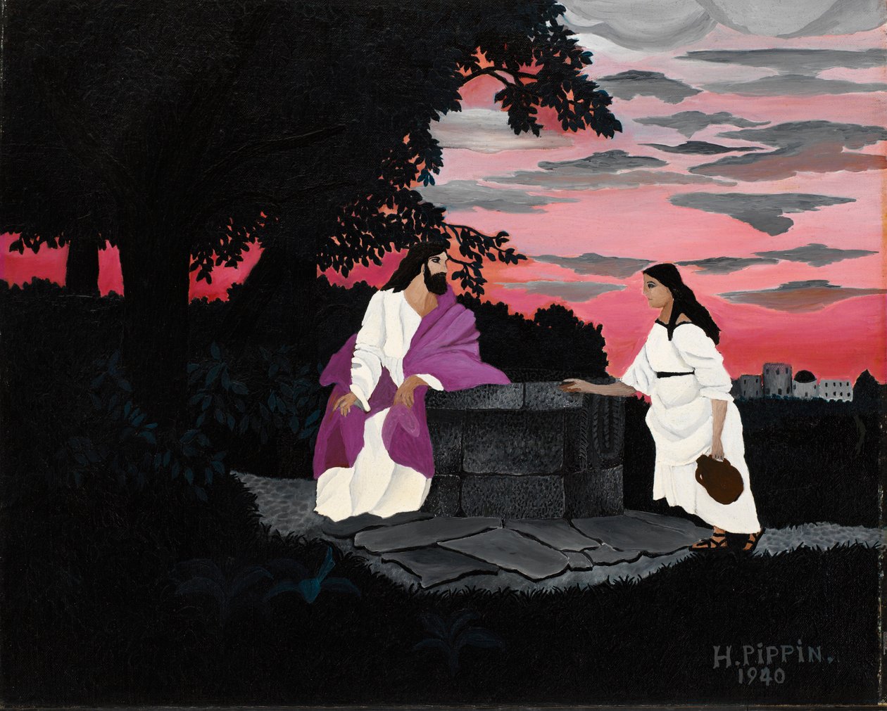 Christus und die Frau von Samaria von Horace Pippin