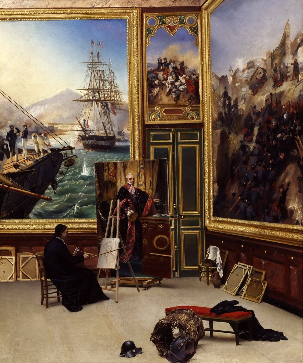 Bruder Philippe kopiert das Porträt des Marquis de Fontanes im Versailler Museum von Emile Jean Horace Vernet