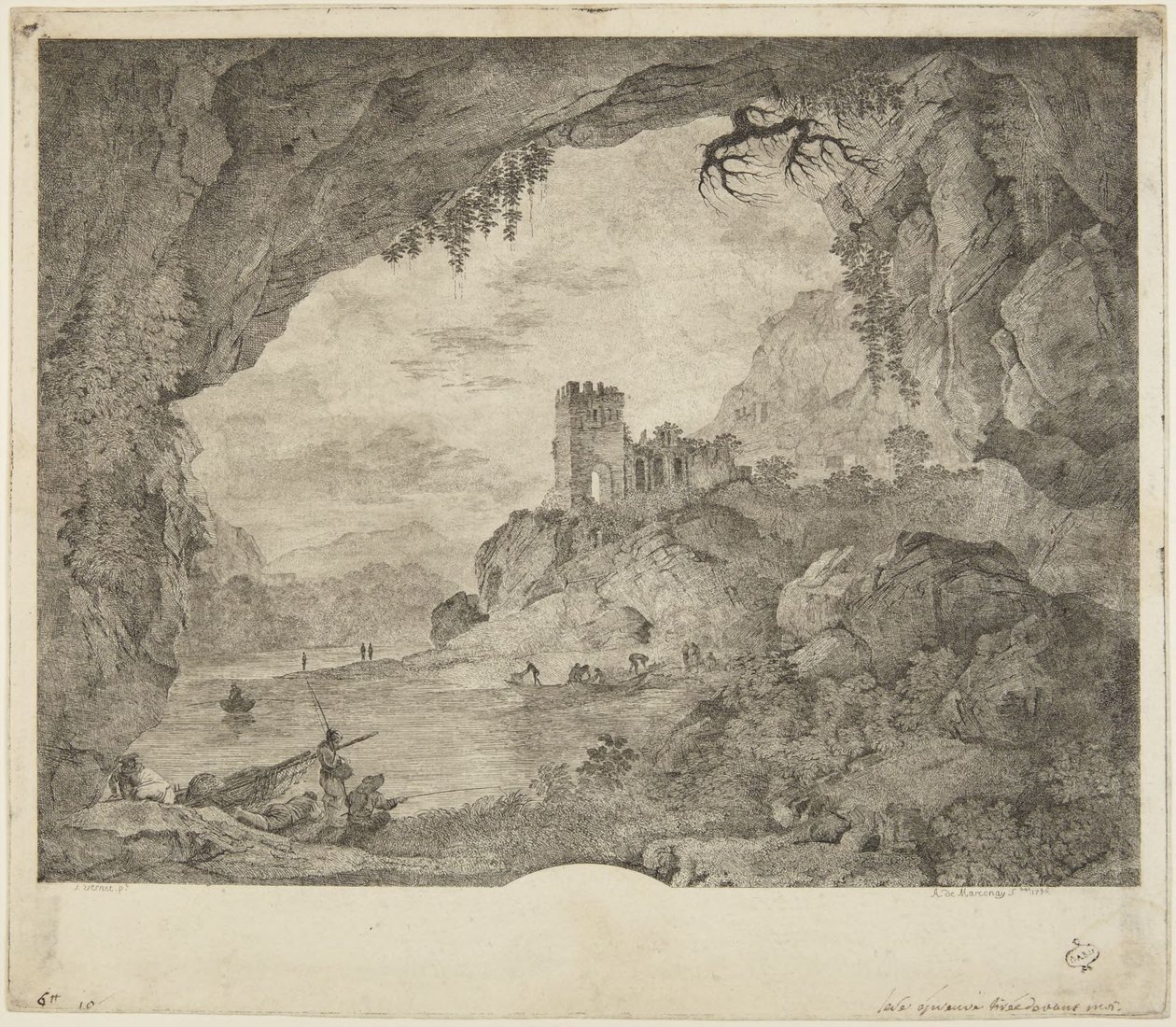 Fischen im Mondlicht von Horace Vernet