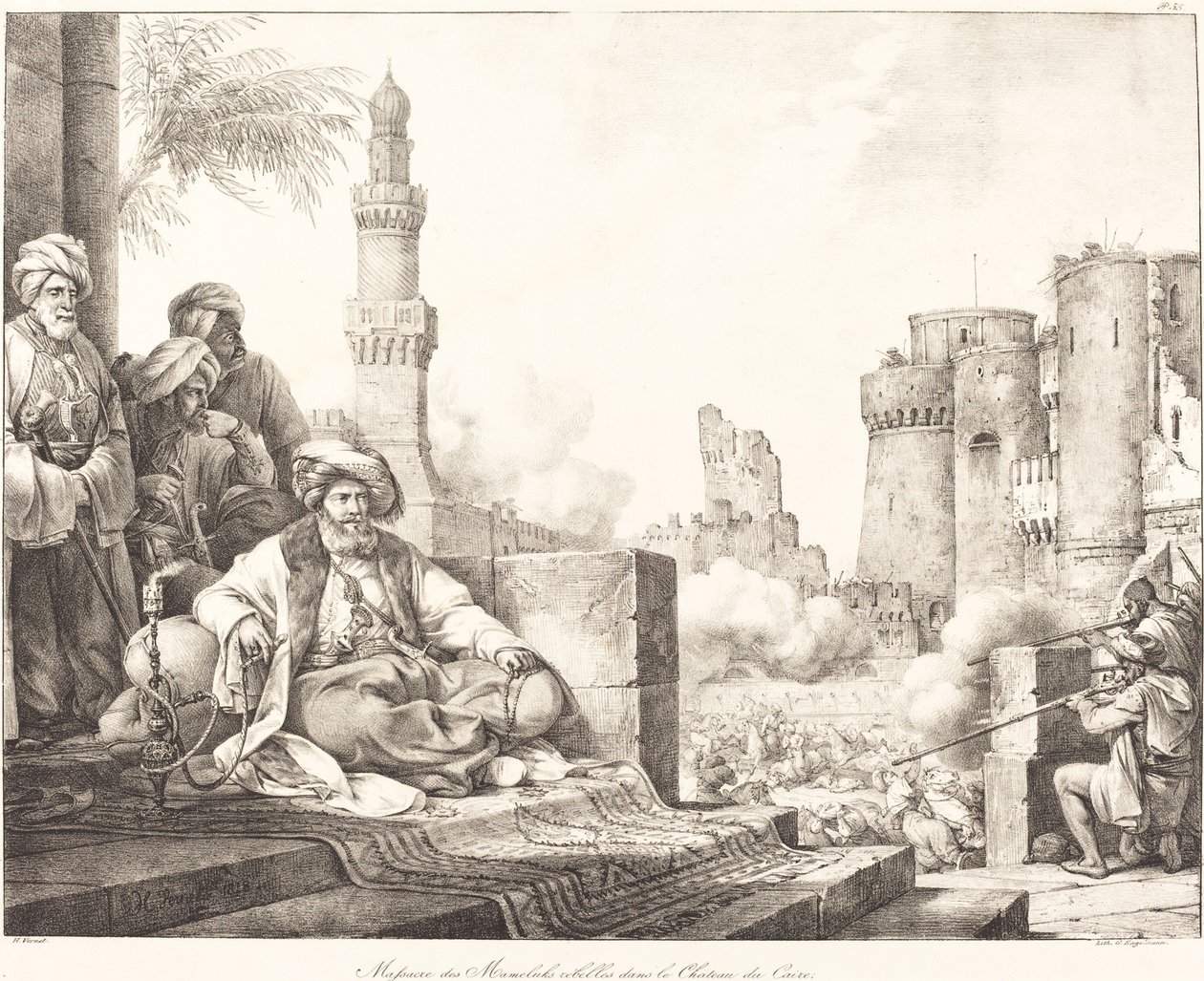 Massaker der rebellischen Mameluken im Schloss von Kairo von Emile Jean Horace Vernet