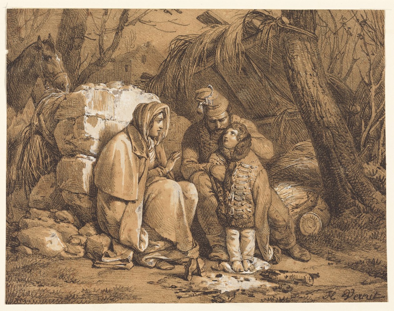 Familie eines Soldaten im Lager von Horace Vernet