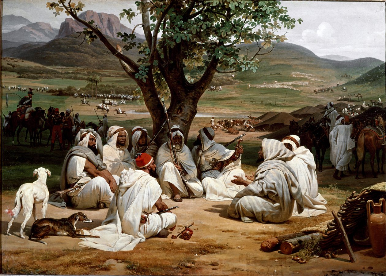 Der Parlamentarier und der Medjeles-Rat der arabischen Häuptlinge von Emile Jean Horace Vernet
