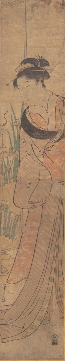 Junge Dame und Irisgarten von Hosoda Eishi