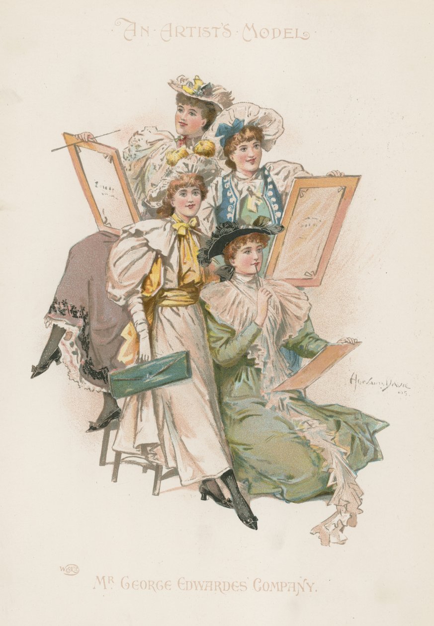 Gruppe von vier gut gekleideten Frauen mit Zeichenbrettern von Howard Davie